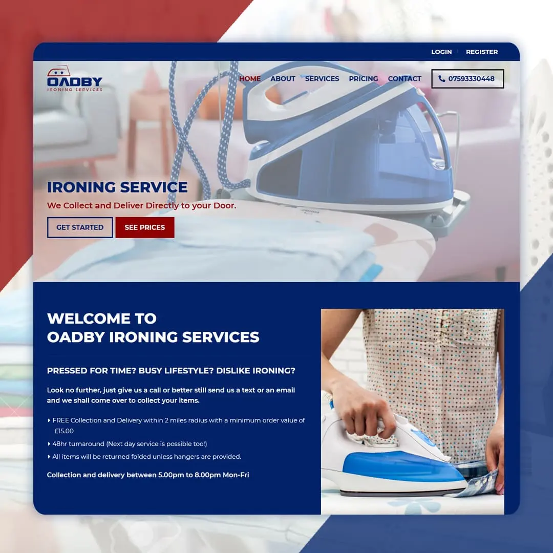 Website Design Services Oadby UK, Oadby Ironing Services